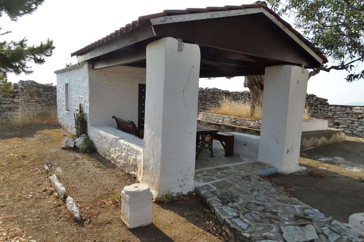 the church of Panagitsa, with the base of an ancient column